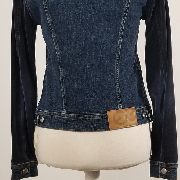 Escada denim jacket with navy velvet sleeves - Picture 5 of 8